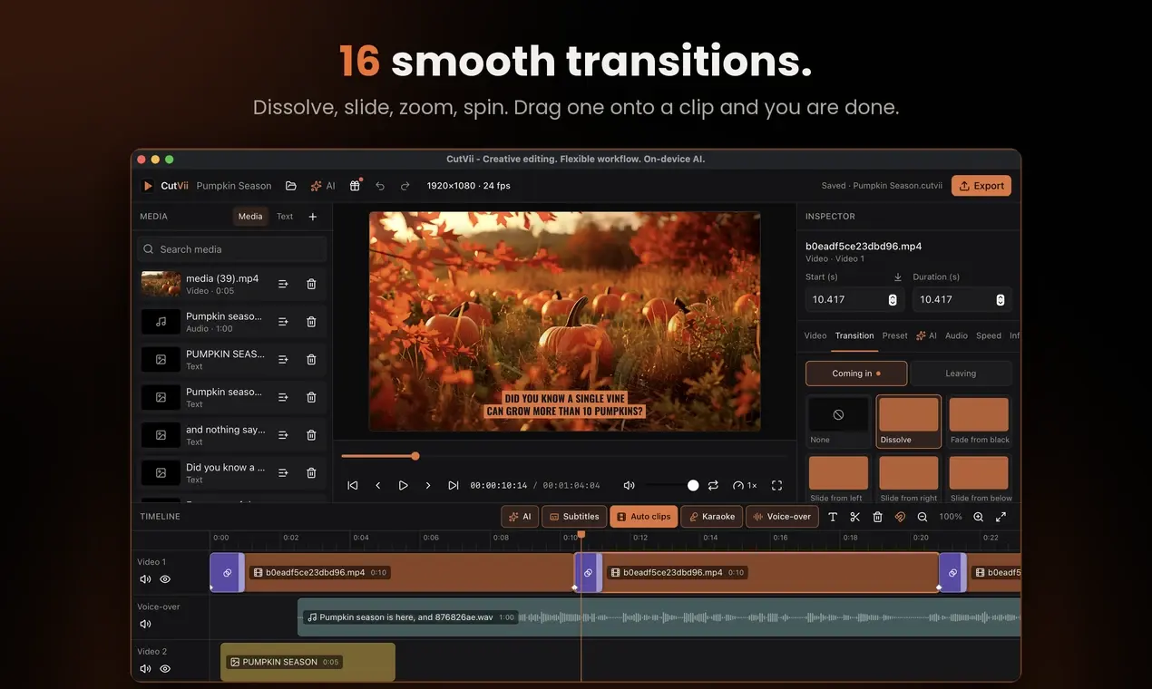 Tab Transition dengan galeri transisi